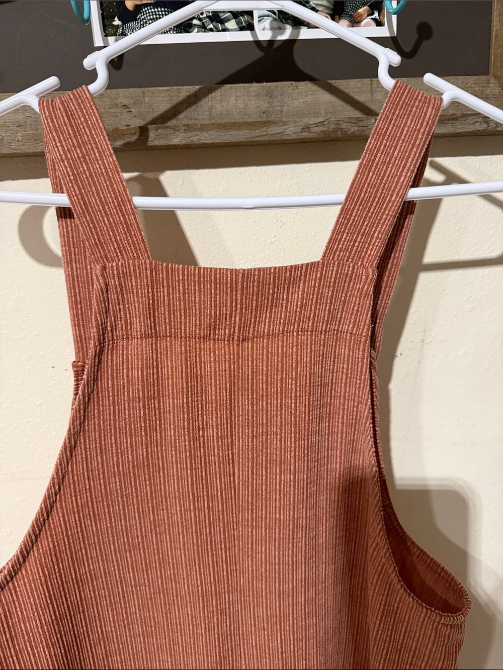 Three Bird Nest High Hopes Overalls Boho Jumpsuit in Rust Ribbed Wide-Leg - Picture 7 of 7